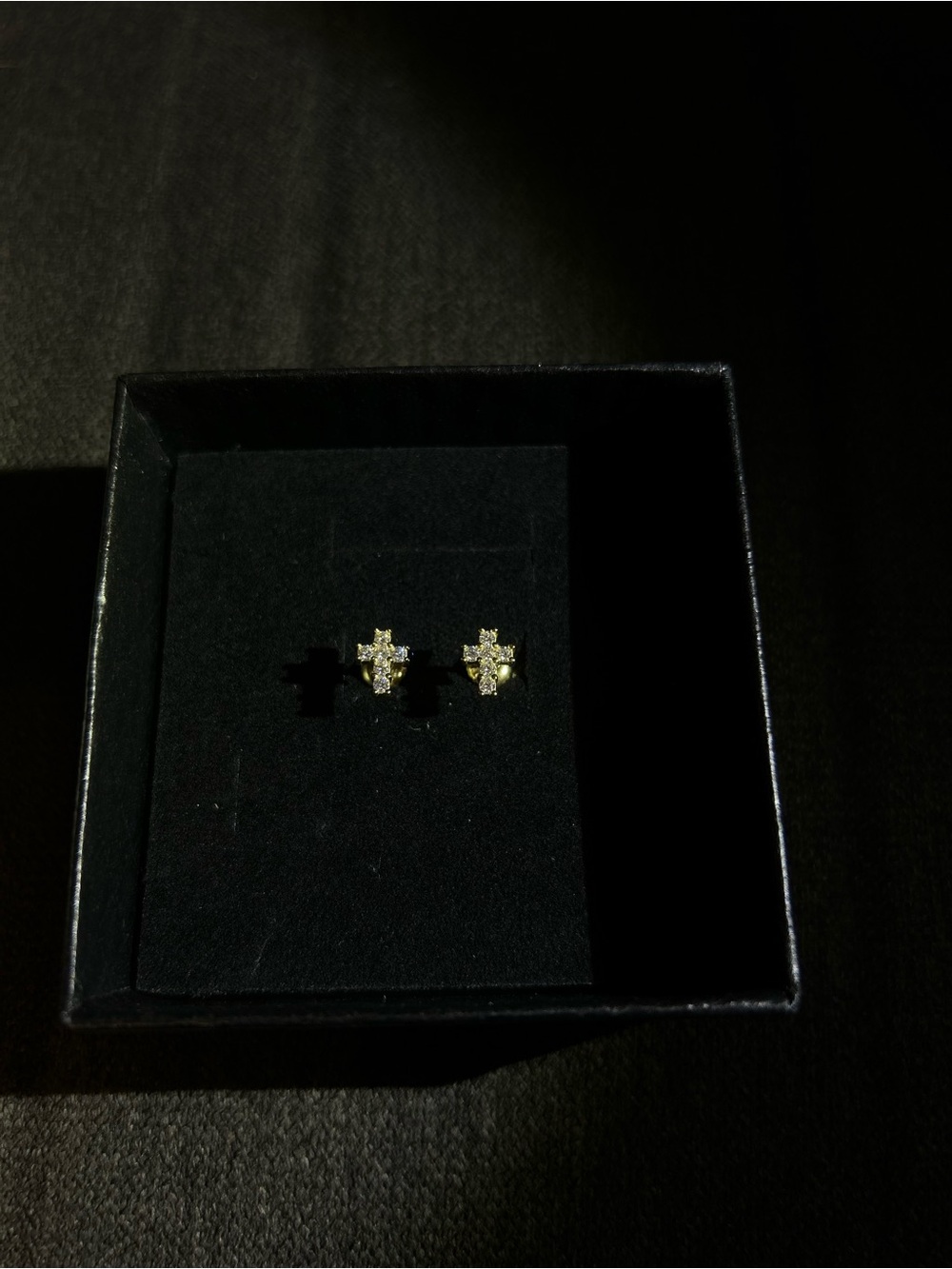 Gold Diamond Cross Earrings